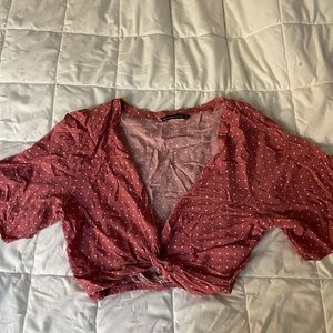 A&F Pink Polka Dot Flowy Top